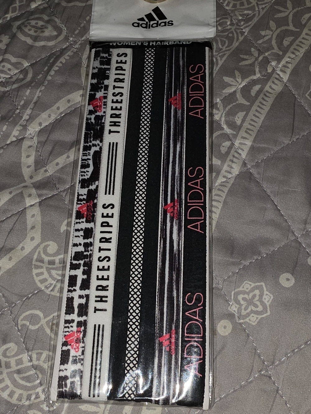 adidas Black, White & Pink Women's Athletic Hairbands - 6 Pack